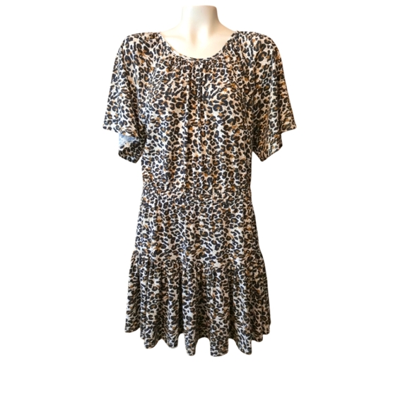Chelsea & Violet Dresses & Skirts - CHELSEA AND VIOLET Leopard Linen Blend Dress Flutter Sleeve Drop Waist Medium‎